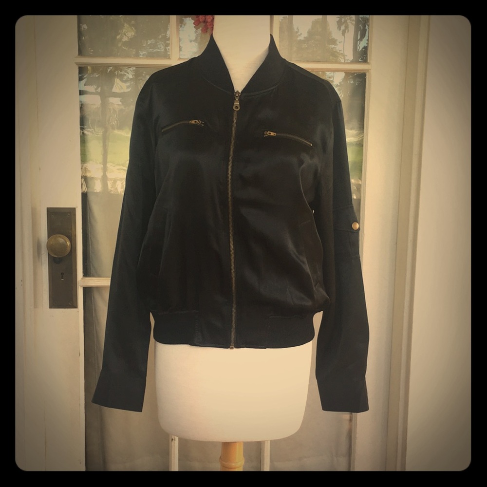 Satin bomber jacket M black NWT